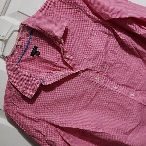 Talbots 2X Petite pink checkered shirt